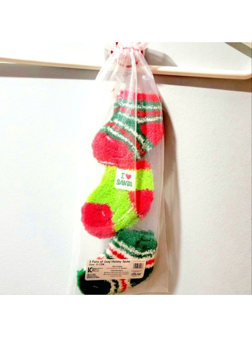 NEW Little Me Cozy Holiday Socks 3 Pairs Size 0 - 12 M